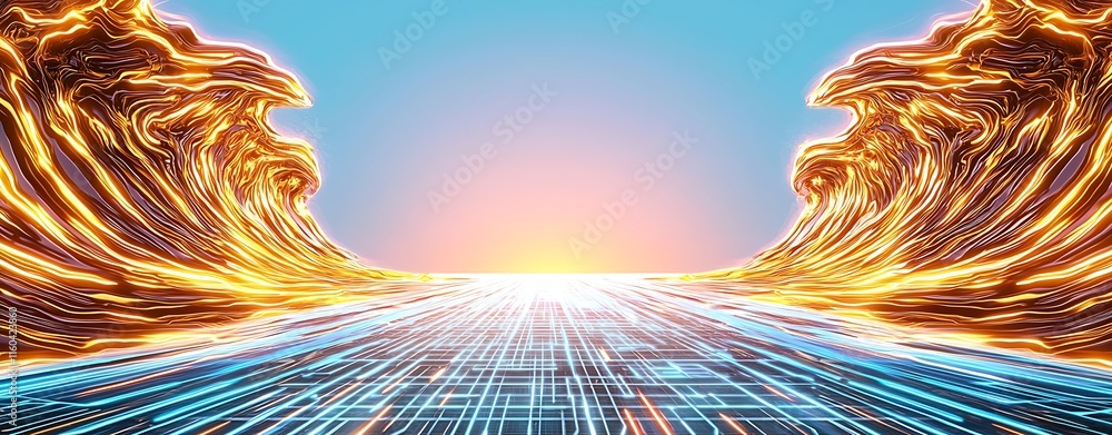 Poster stunning visualization of cyber power concept featuring dynamic double exposure design representing 