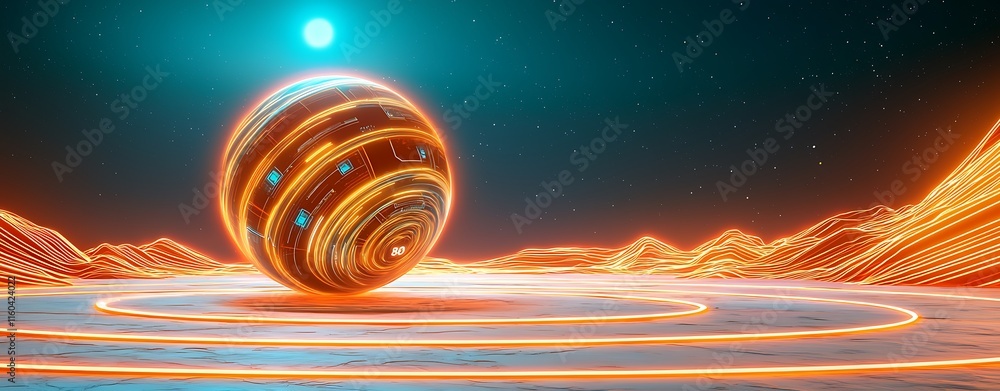 Poster futuristic cyber power dashboard with neon glow and double exposure design enhancing an abstract lan