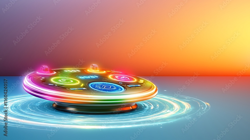 Aufkleber futuristic dashboard design featuring double exposure effects and cyber power elements in vibrant co