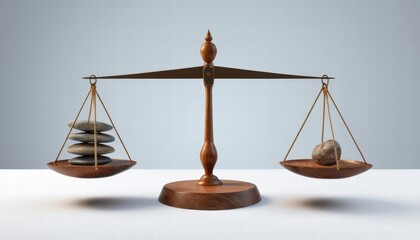 A scale with a rock on one side and a pile of rocks on the other
