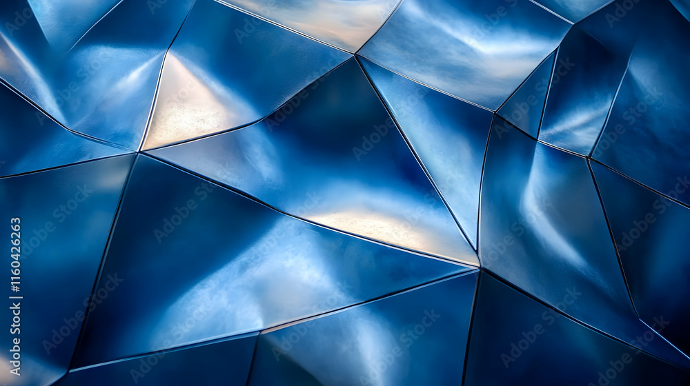 Aufkleber abstract metallic surface with dynamic folds and reflections.