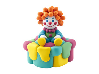 Obraz premium Colorful Plasticine Clown in Surprise Box with Spring Elements