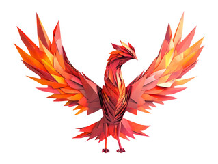Obraz premium Vibrant 3D Origami Firebird on Transparent Background