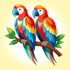 Fototapeta premium A pair of colorful really parrot on branch