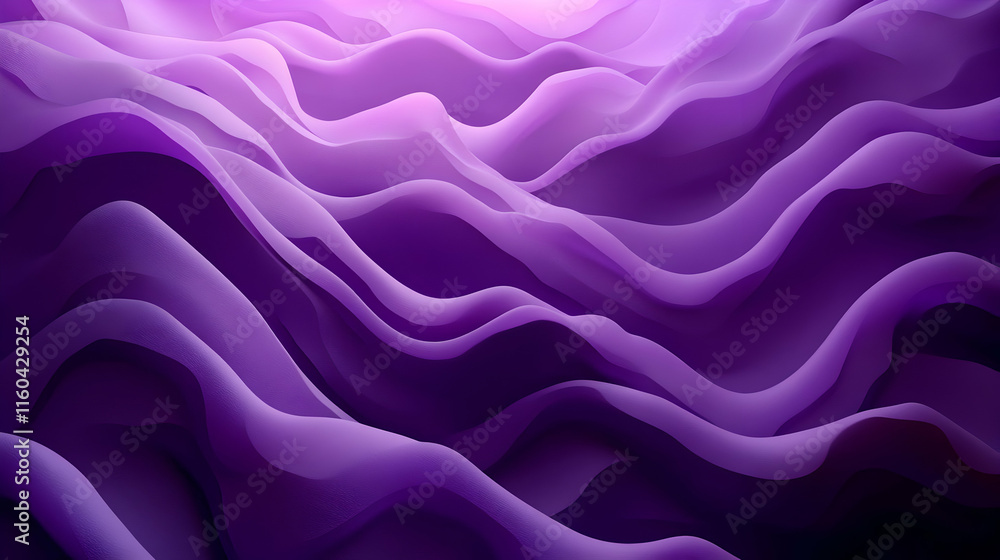 Poster abstract wavy purple patterns creating a serene and modern visual experience.