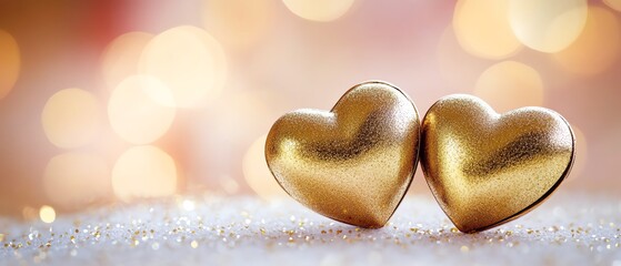 Fototapeta premium Golden hearts symbolizing love and affection.