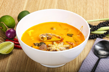 Thai Tom Yum soup with seafood