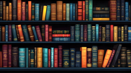 Fototapeta premium Illustration Background Library Bookshelf Book Education Knowledge Wisdom Reading Literature Study Learning