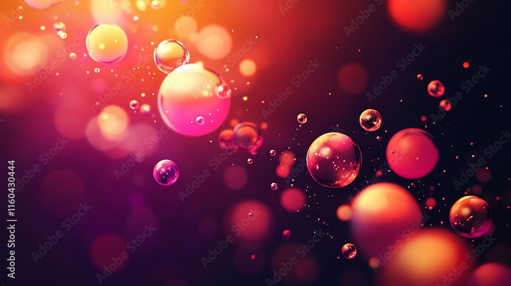Wall mural abstract background with colorful floating bubbles.