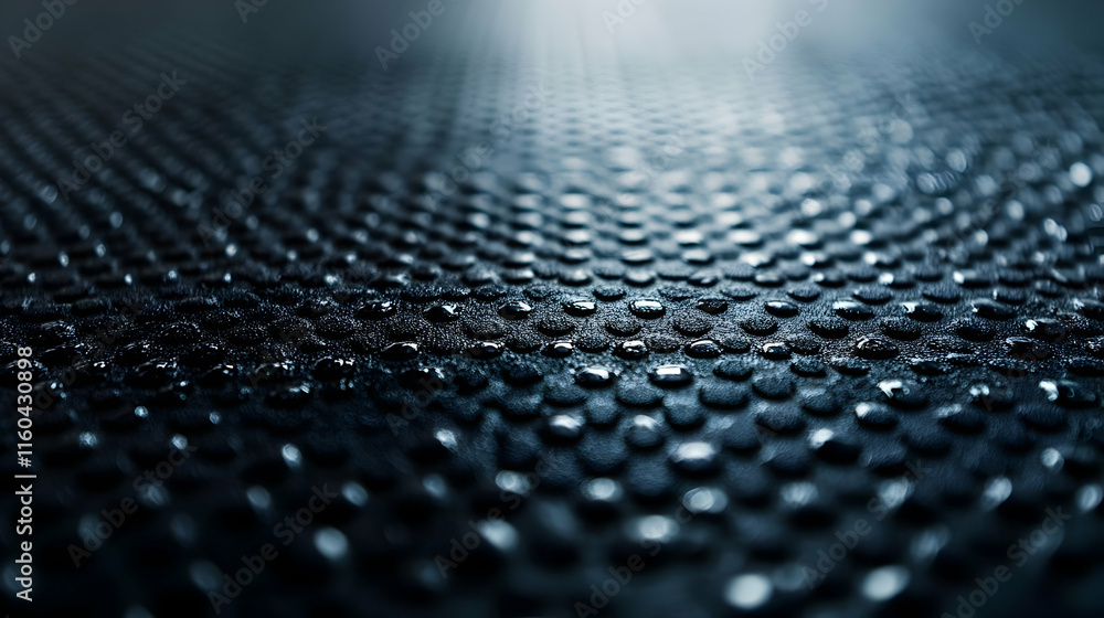 Poster close-up of a textured surface with water droplets, creating an abstract and moody atmosphere.