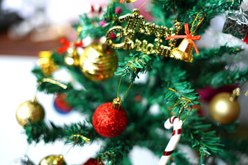 merry christmas letters with  tree decorations