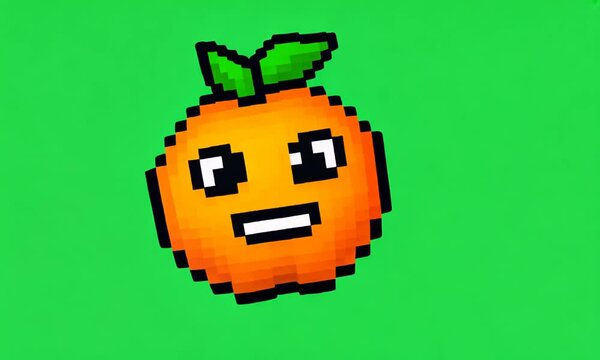 Nectarine pixel background, green screen