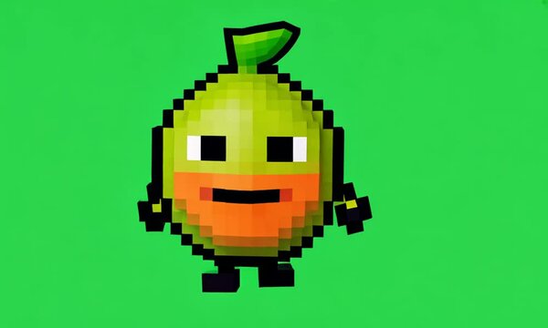 Guava 3D pixel background, green screen