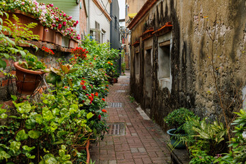 narrow street in the old town Anping Tainan, Taiwan