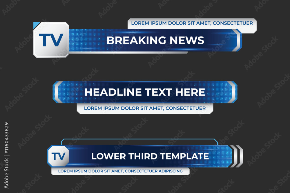 Poster futuristic design lower third banner. broadcast news lower third banner template design. lower third