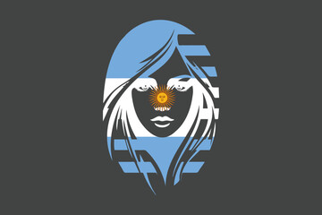 Argentina flag and girl’s shape, Flag of Argentina national country symbol illustration Vector, Rectangle Argentina flag illustration, Flat vector illustration
