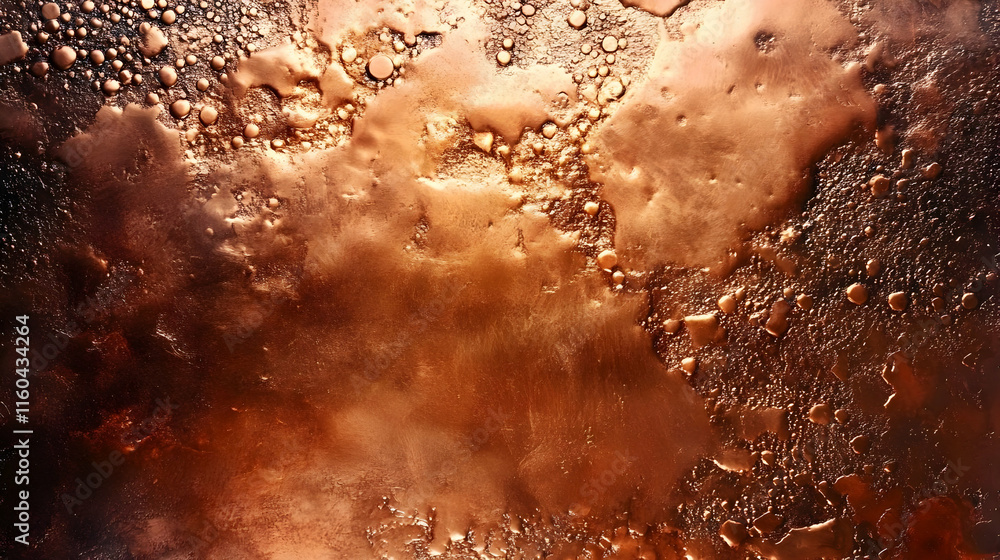 Aufkleber abstract close-up of water droplets on a metallic surface, showcasing texture and color variations.