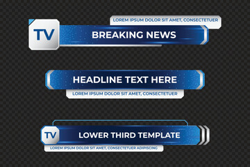 Futuristic design lower third banner. Broadcast news lower third banner template design. Lower third bar template for breaking news. Video headline title