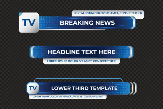 Futuristic design lower third banner. Broadcast news lower third banner template design. Lower third bar template for breaking news. Video headline title