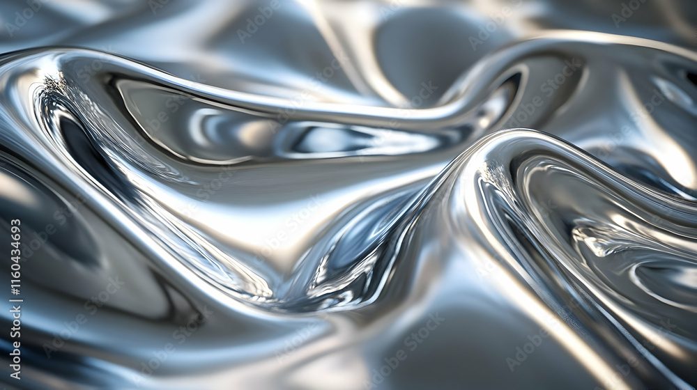 Aufkleber a close-up of smooth, reflective metallic surface with flowing patterns.