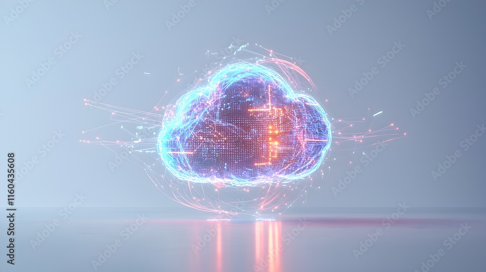 Poster a computer generated image of a cloud with red and blue colors