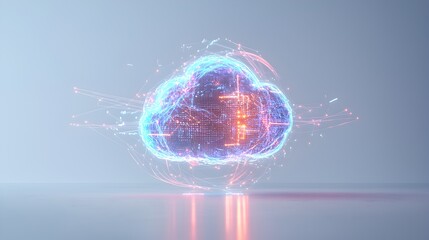 A computer generated image of a cloud with red and blue colors
