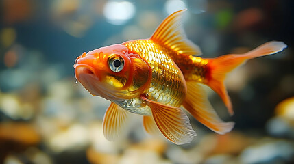 Photo - Majestic Goldfish Gliding in Aquarium