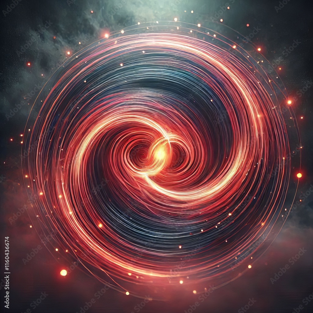 Poster abstract fractal art wallpaper design featuring a swirling vortex of light and color in a dark space