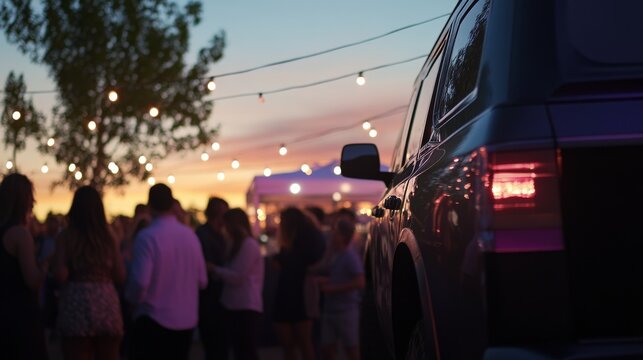 Vehicle trade-in showcase during a scenic outdoor concert. Featuring local bands and expert consultations