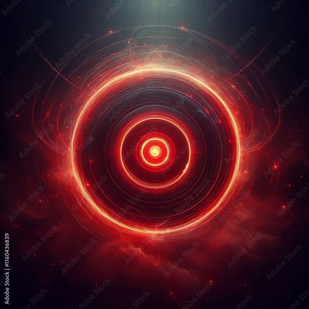 Aufkleber abstract red background with swirling patterns and glowing red circles against a dark backdrop creat