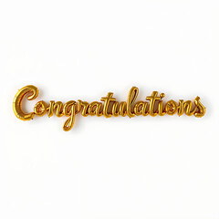 congratulations written in foil paper balloon in white background