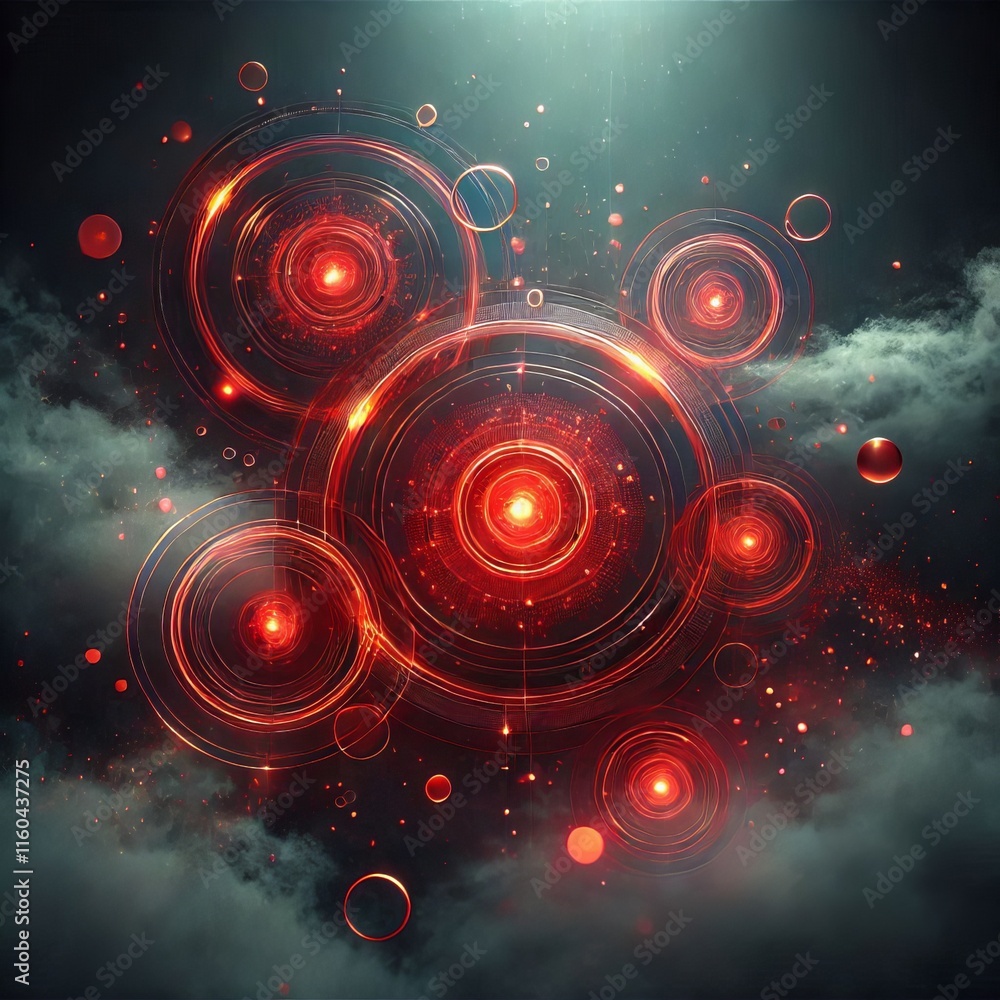 Poster abstract fractal art wallpaper design featuring a swirling vortex of light and color in a dark space