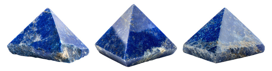 Stunning Lapis Lazuli Pyramid Collection on Transparent Background