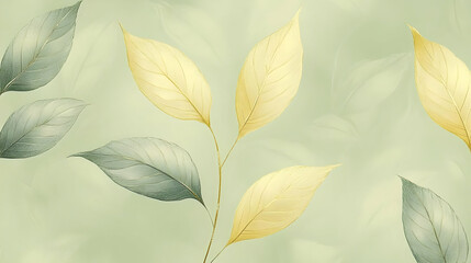 Fototapeta premium Abstract Background Illustration - Golden and Green Leaves