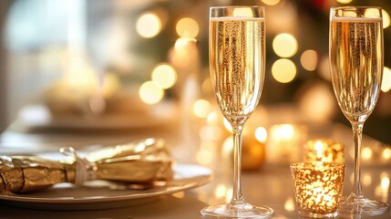 Elegant Dinner Table with Champagne Toast