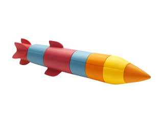 Colorful Plasticine Model of a Rocket on Transparent Background