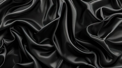 Obraz premium Black fabric with fluid folds creates a luxurious texture.
