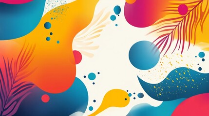 Fototapeta premium Vibrant Digital Painting: Abstract Tropical Summer Illustration. AI Generated