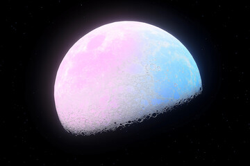 Soft Pink and Blue Half Moon