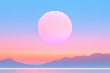 Sunset with Surreal Moon