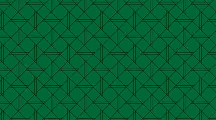 Pattern design with geometric vector shape | Diamond pattern design with triangle vector shape | Seamless pattern design with double line and green background