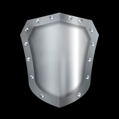 Shield with chrome riveted border.