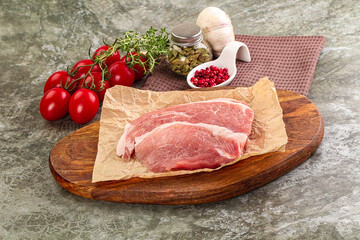 Raw pork steak for cooking