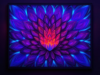 Vibrant artwork of glowing lotus with intricate patterns