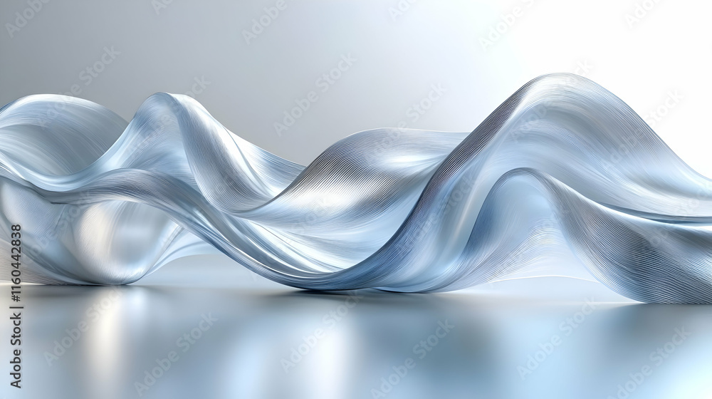 Poster abstract wave-like structure with a smooth, flowing design in soft colors.