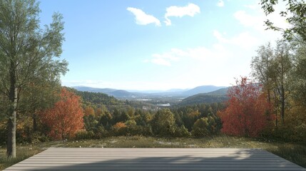 Scenic Landscape View from Platform Overlooking Nature in Autumn