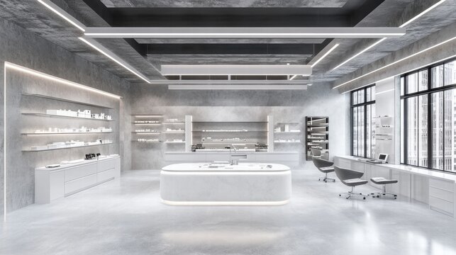 Modern Minimalist Cosmetics Store Interior