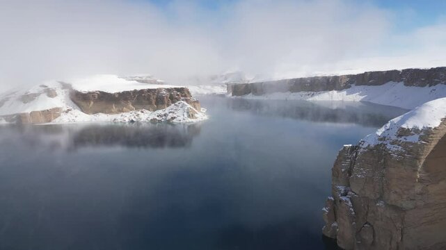 Band-e Amir lake in winter Bamyan Afghanistan
