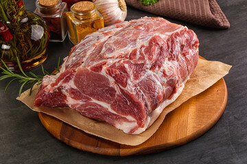 Raw pork neck meat for cooking