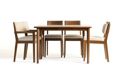 A wooden table with four chairs around it